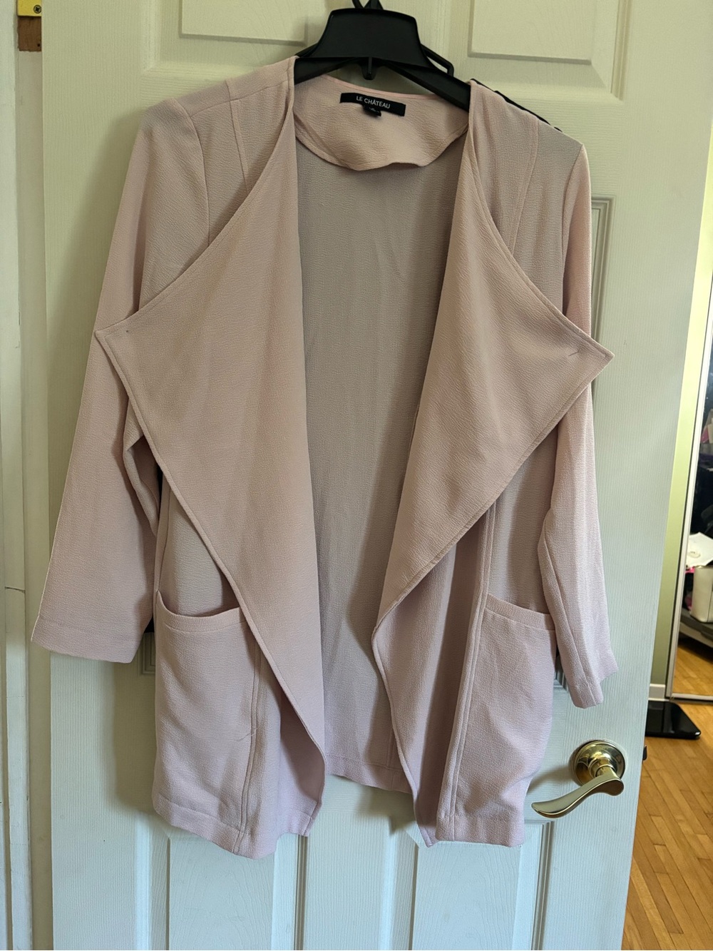 le chateau Pale Blush Draped Open-Front Blazer